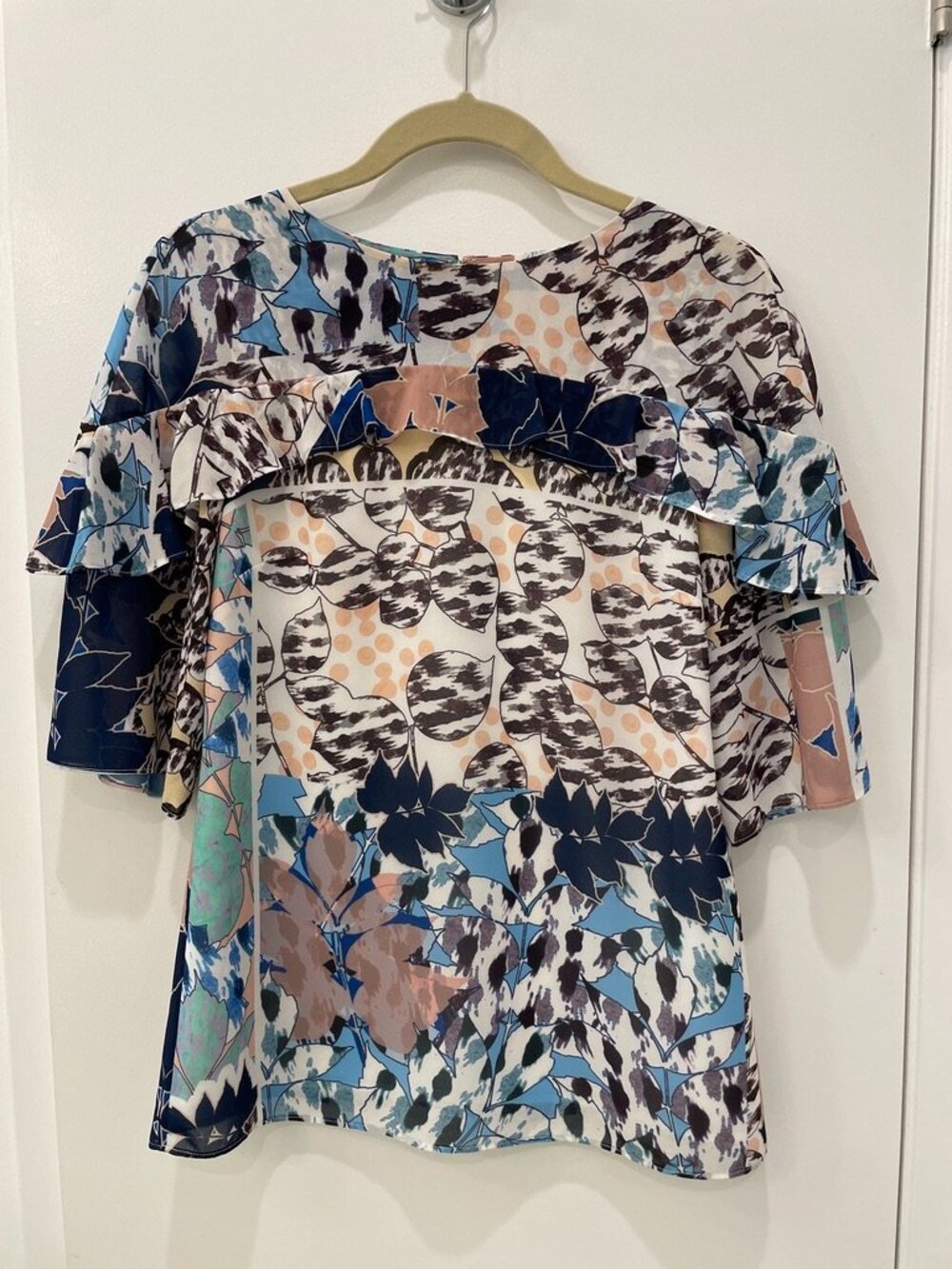 Reiss Floral Print Short Sleeve Blouse